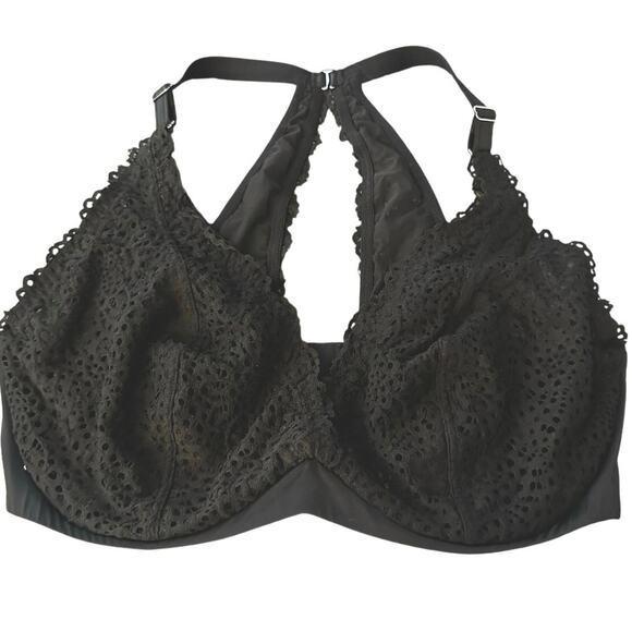 Curvy Couture Women's Plus Size Crochet Bralette, Black - 40DDD NWOT - Picture 2 of 6